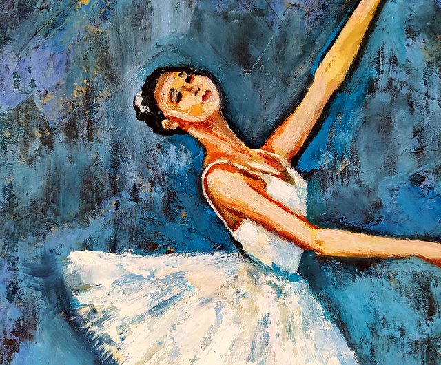 送料無料】ロシア バレリーナ 絵画 女の子 オリジナル アート オイル