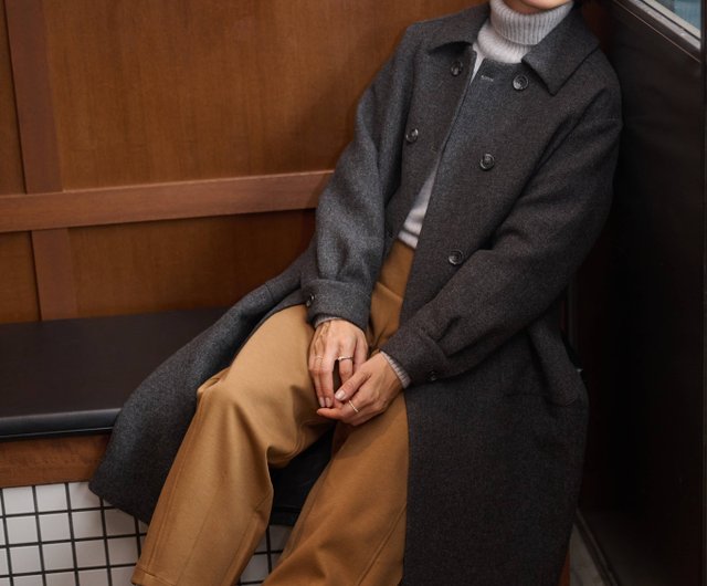 知的で大人雰囲気に ウールコート ロングコート ダブルボタンコート