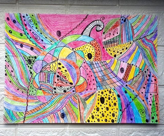 送料無料】ロシア 抽象画 #2027, 抽象鉛筆画 コンテンポラリー モダン