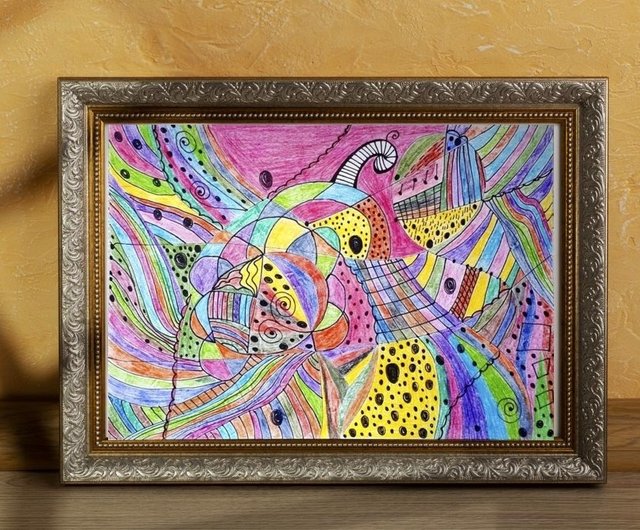 送料無料】ロシア 抽象画 #2027, 抽象鉛筆画 コンテンポラリー モダン