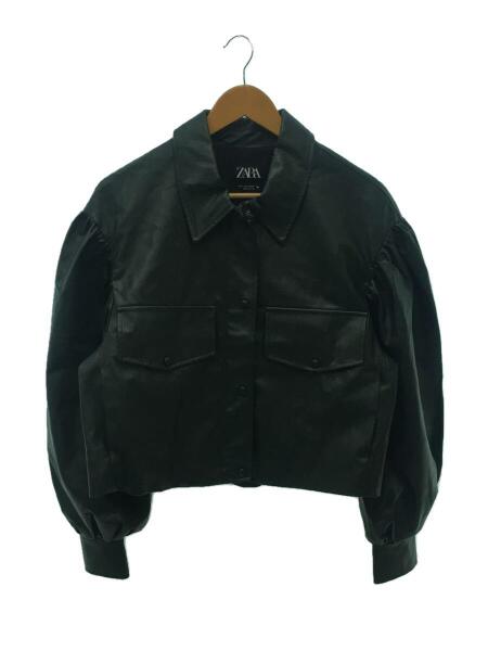 ZARA(ザラ) / フェイクレザーショートジャケット/L/フェイクレザー/GRN