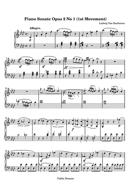 Piano Sonata No. 1 1. Allegro - ピアノ - 楽譜 - カントリーアン