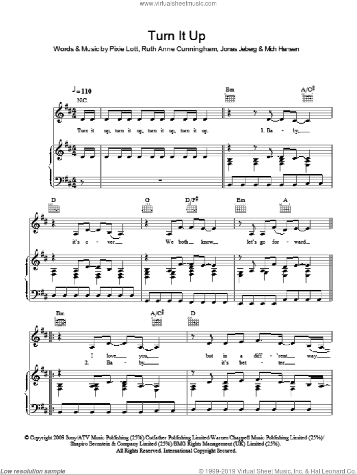 Pixie Lott: Turn It Up sheet music for voice, piano or guitar
