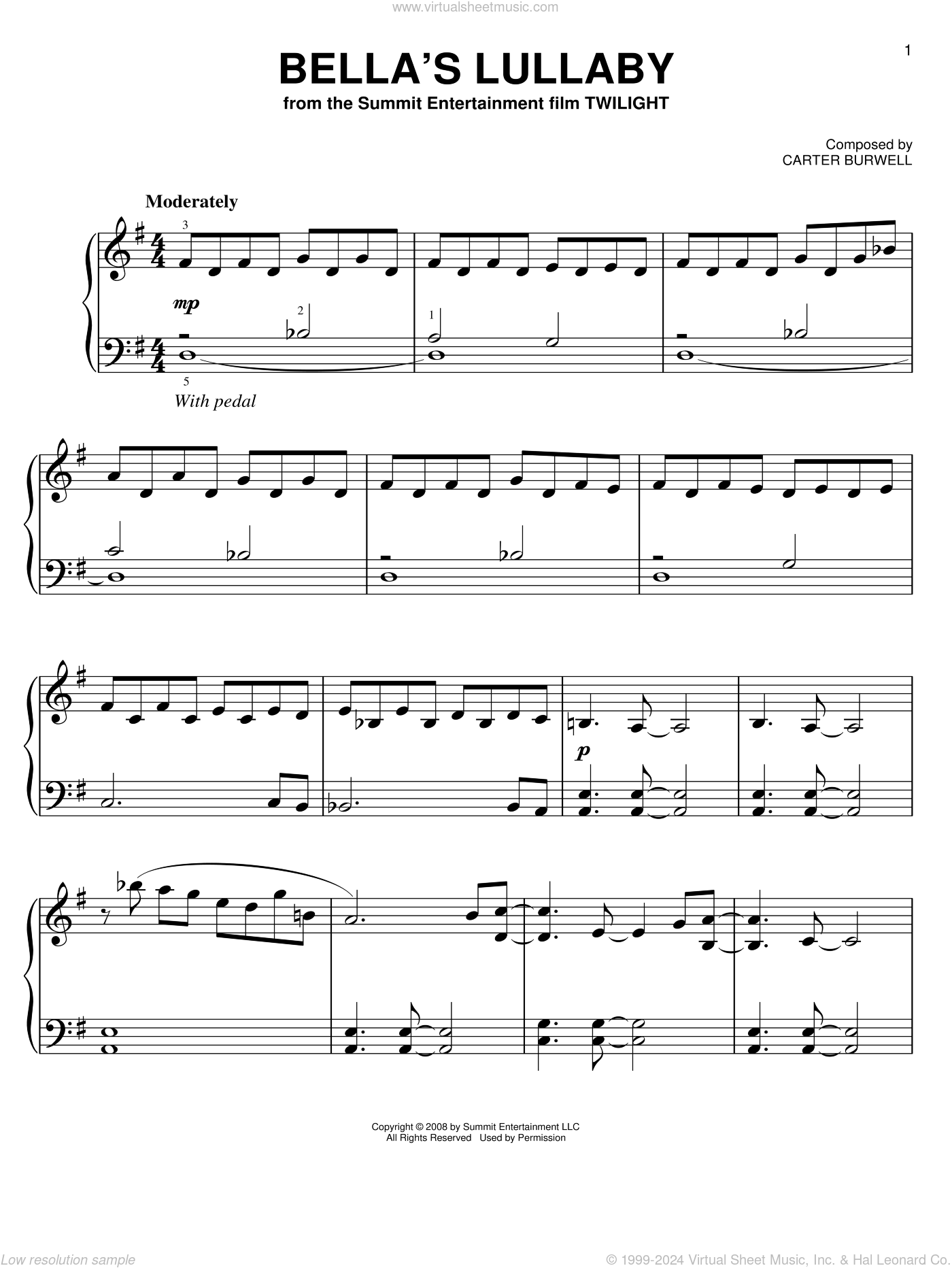 Twilight Easy Piano Solo Pack featuring Bella's Lullaby sheet music