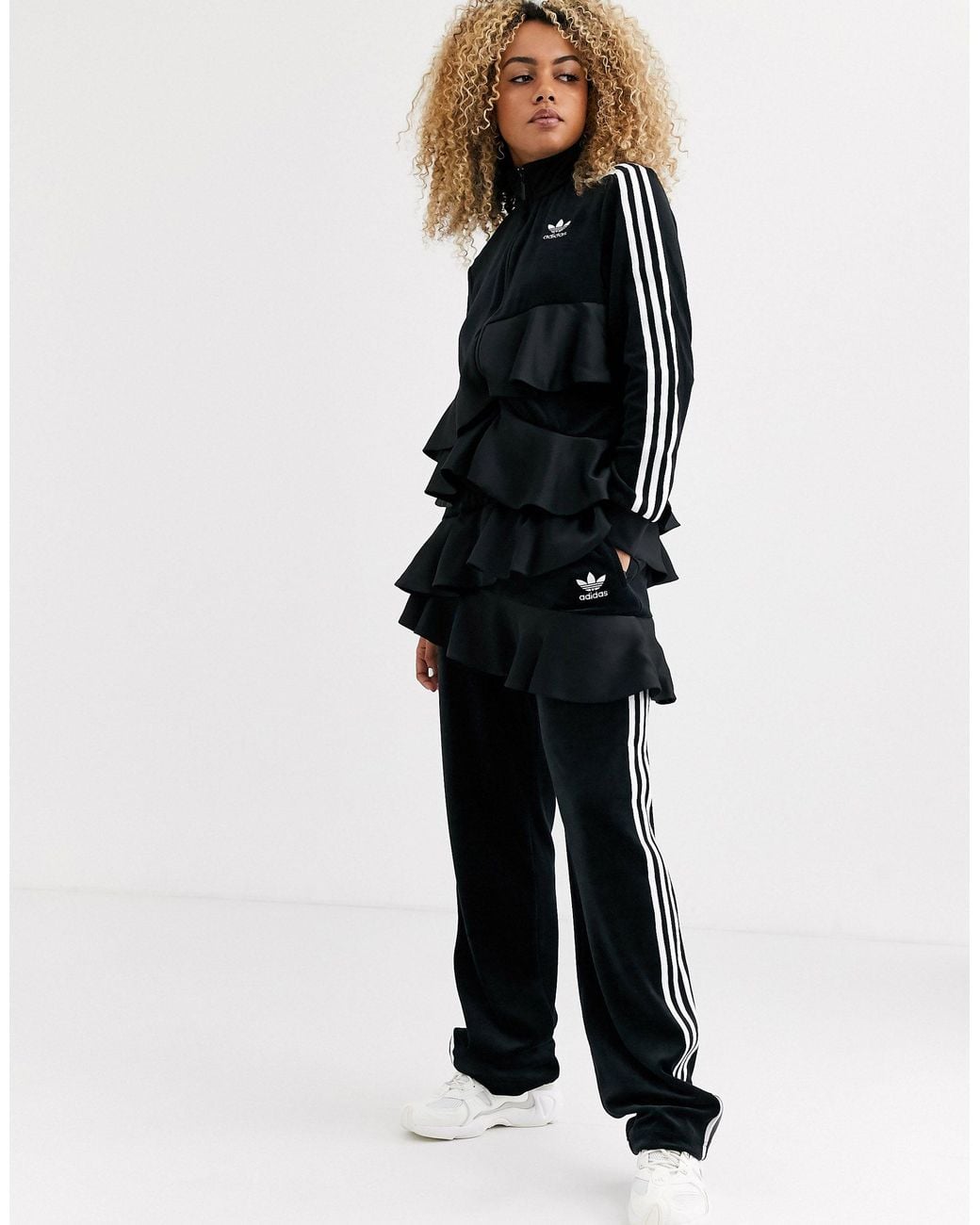 adidas Originals X J Koo Trefoil Ruffle Track Pant in Black | Lyst