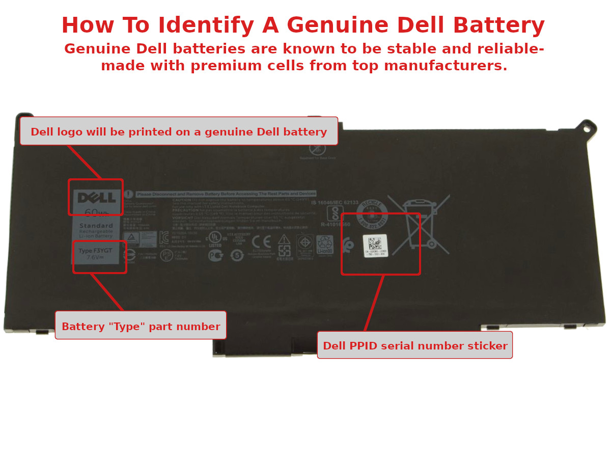 New Dell OEM Latitude 7480 7280 4-Cell 60Wh Battery F3YGT