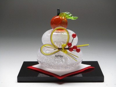 ガラス置物＜鏡餅（小）＞ ◇マルティグラス[F0537] | 福岡県福津市