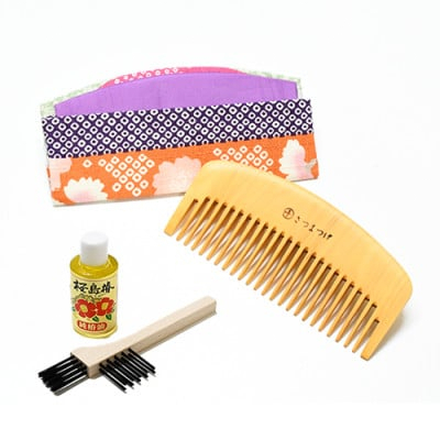 鹿児島県指定 伝統的工芸品 薩摩つげ櫛（荒櫛）お手入れセット付※約