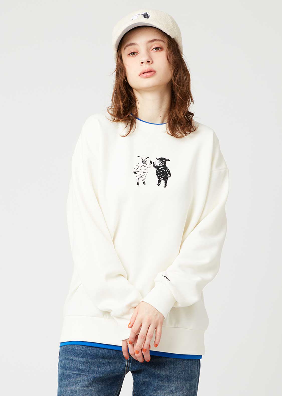 ラムチョップフレンズ｜裏起毛レイヤードビッグスウェット｜ユニ