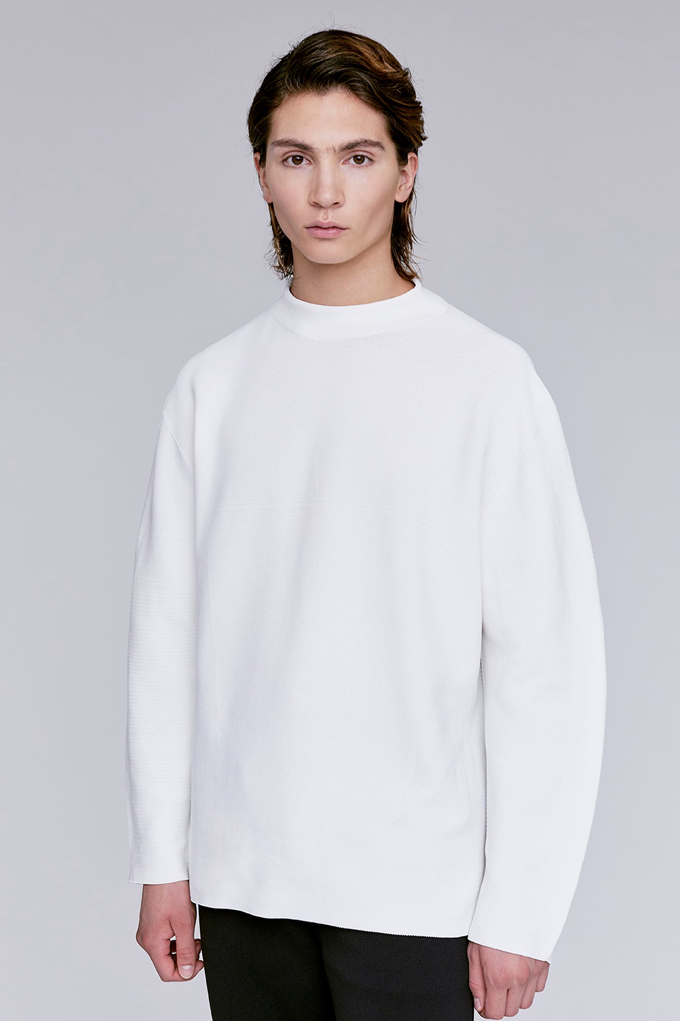 GARTER MOCKNECK LONG SLEEVE TEE SHIRT