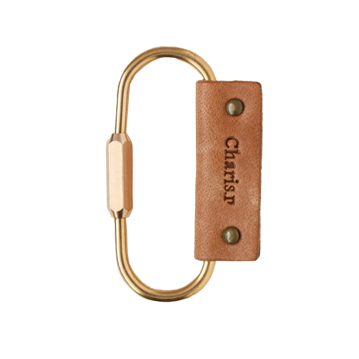 真鍮カラビナ カラビナ キーホルダー キーチェーン ゴールド 本革 ネジ