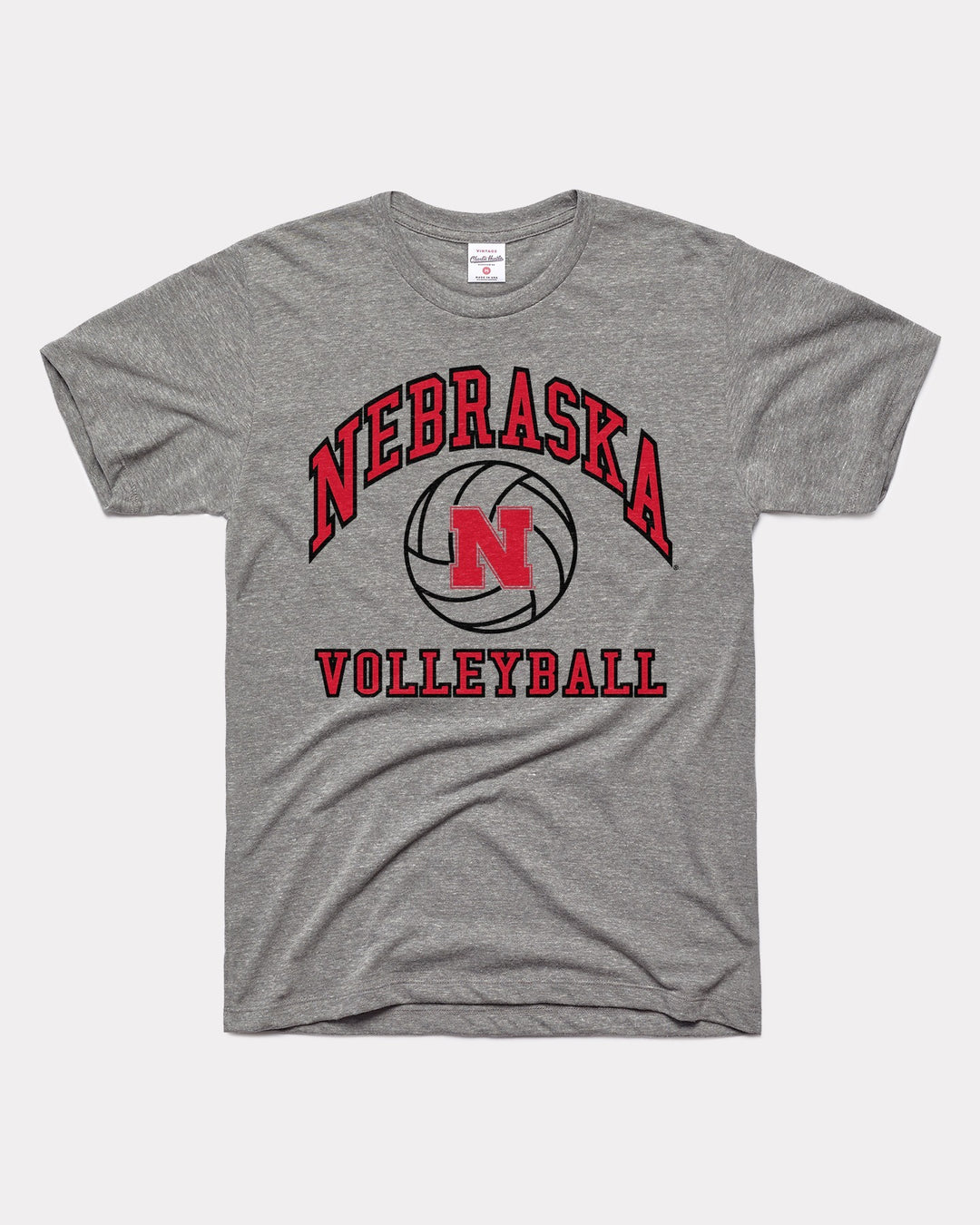Nebraska Cornhuskers Volleyball Grey T-Shirt | CHARLIE HUSTLE
