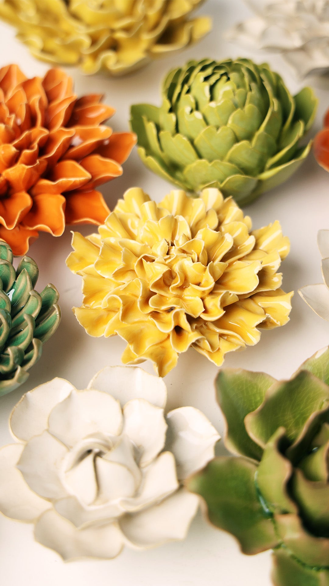 Burnt Yellow Tundra Carnation Ceramic Flower | English Garden