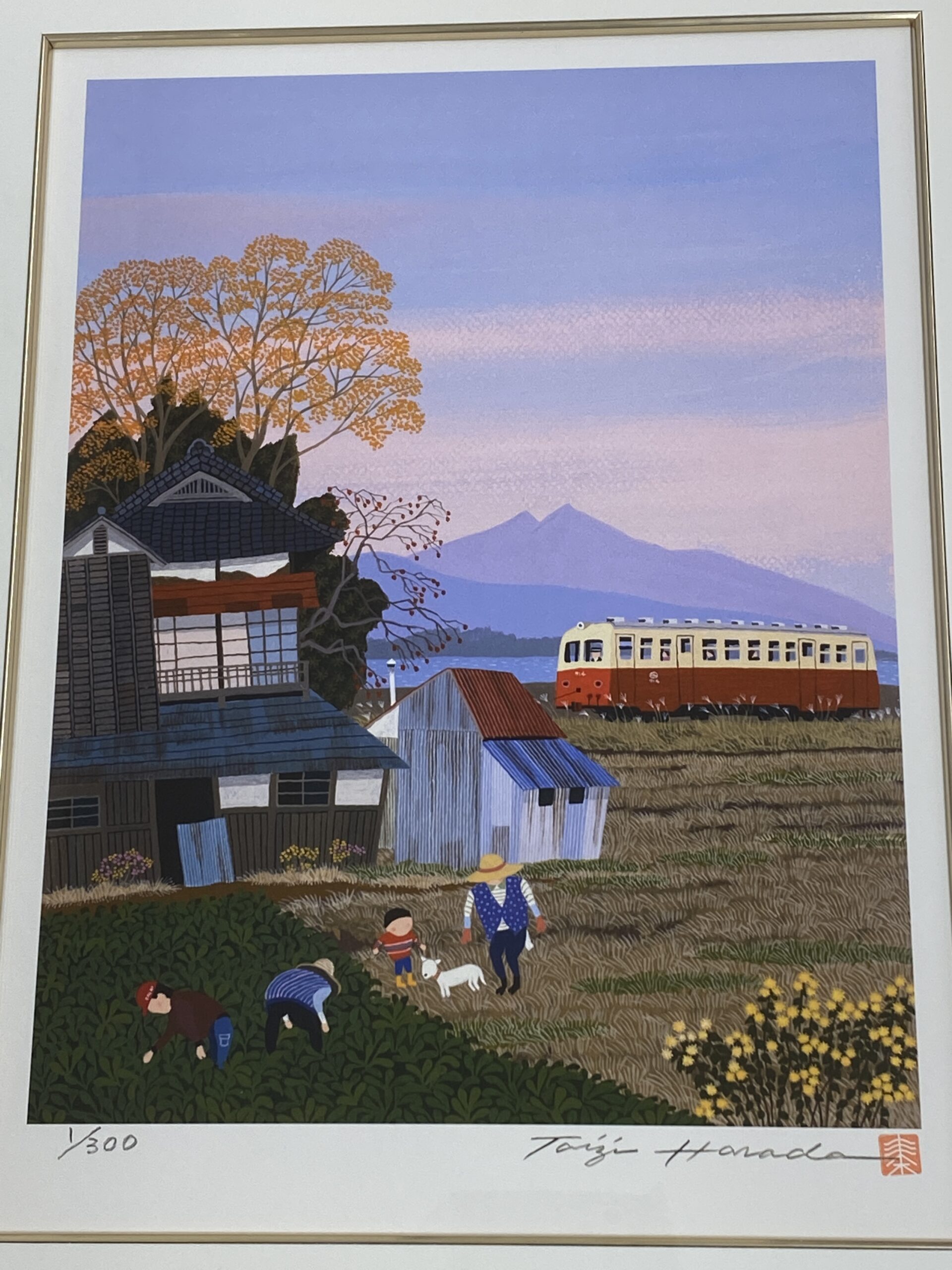 画家・原田泰治さんの絵『秋一色』を飾りました♪【ちはるハート