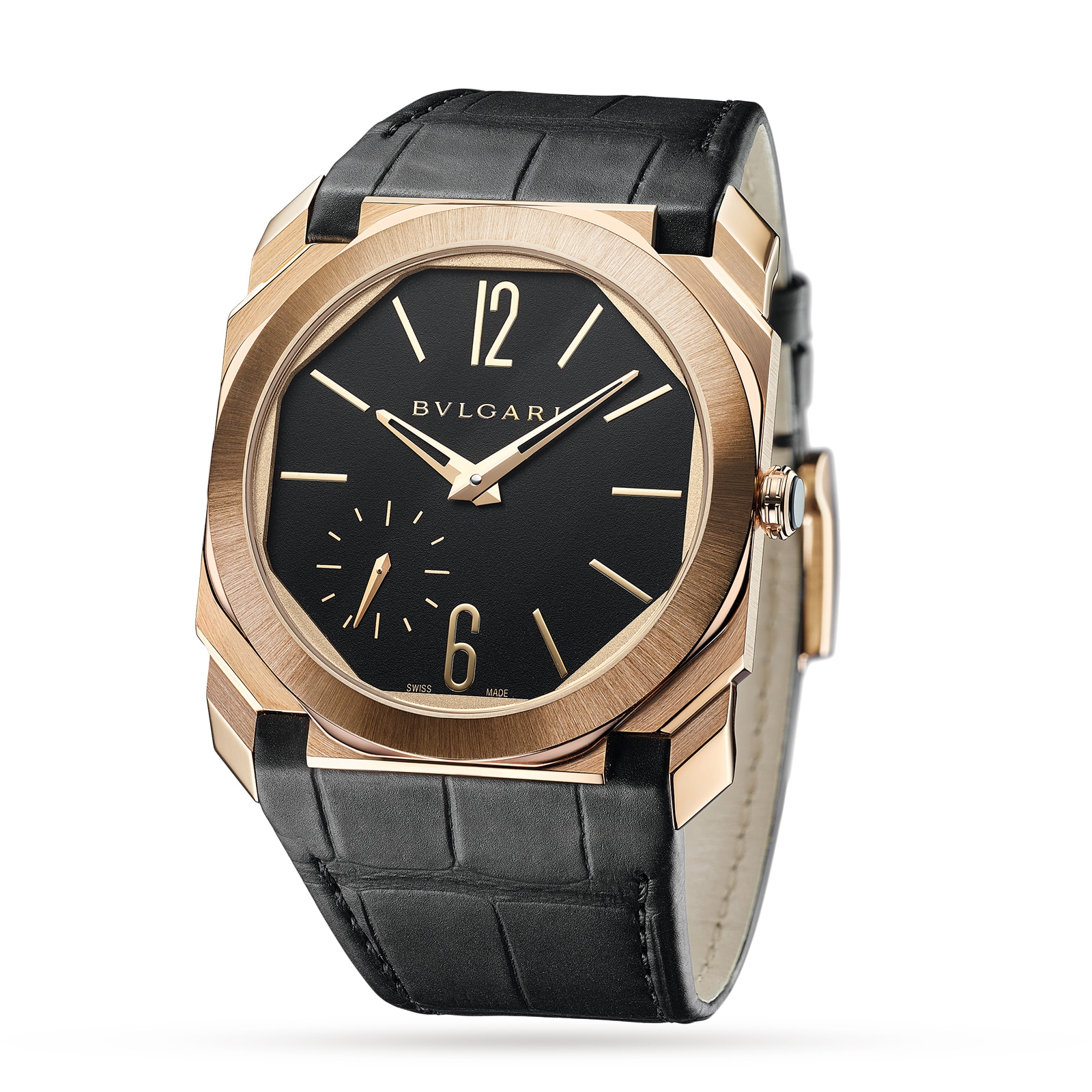 Bvlgari 18k Rose Gold Octo Finissimo 40mm Black Dial Automatic