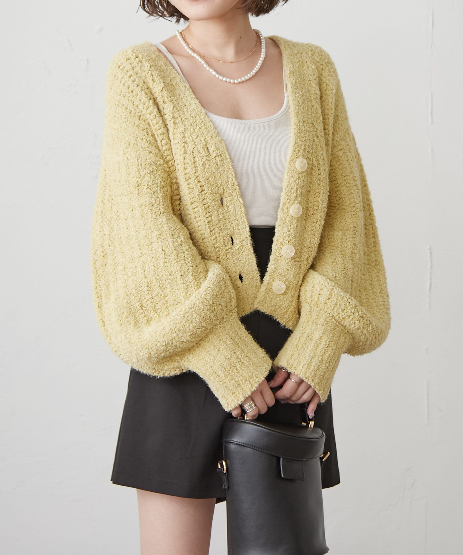 モールヤーンVネックカーディガン | NICE CLAUP / OLIVE des OLIVE