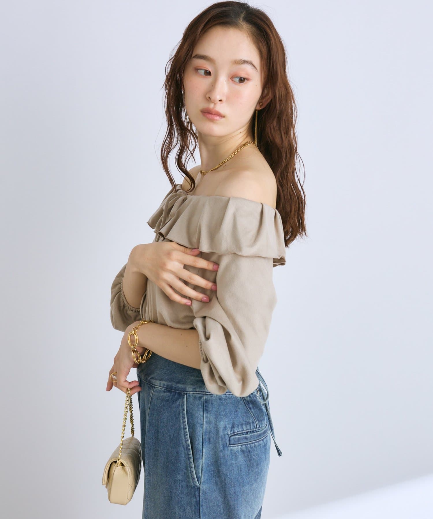 トレンド先取り】微起毛ギャザーフリルリボンブラウス | La boutique