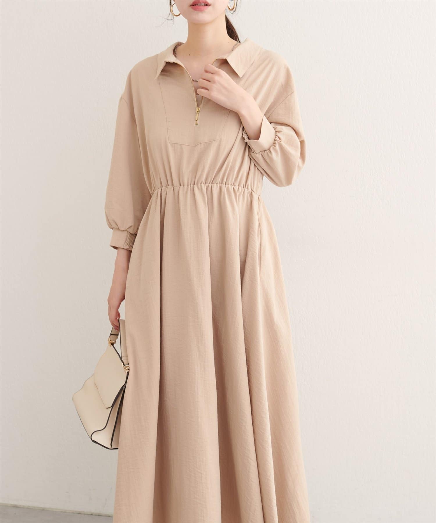 WEB限定】フロントZIP衿付きワンピース | natural couture(ナチュラル