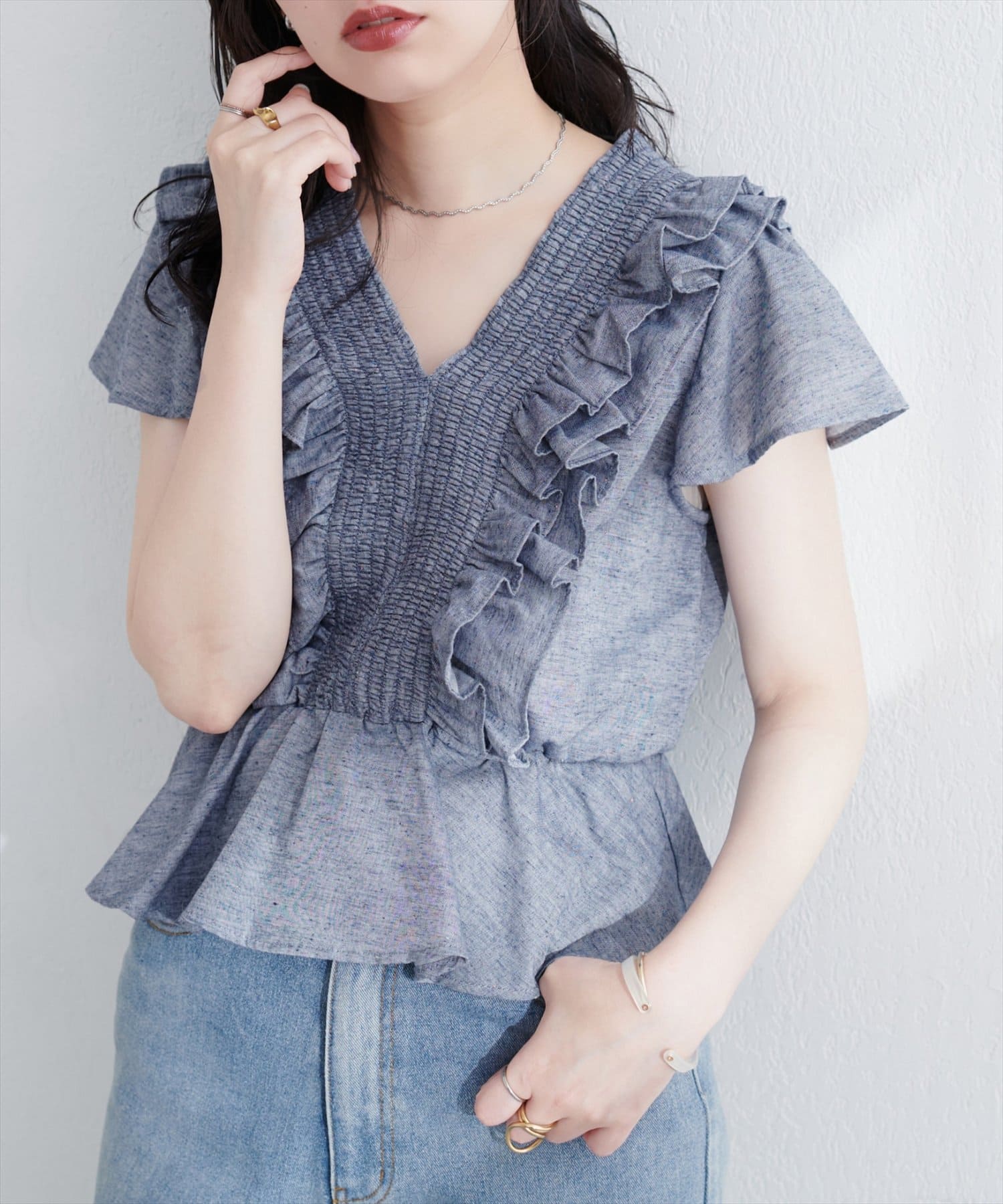 WEB限定】シャーリングペプラムブラウス | natural couture(ナチュラル