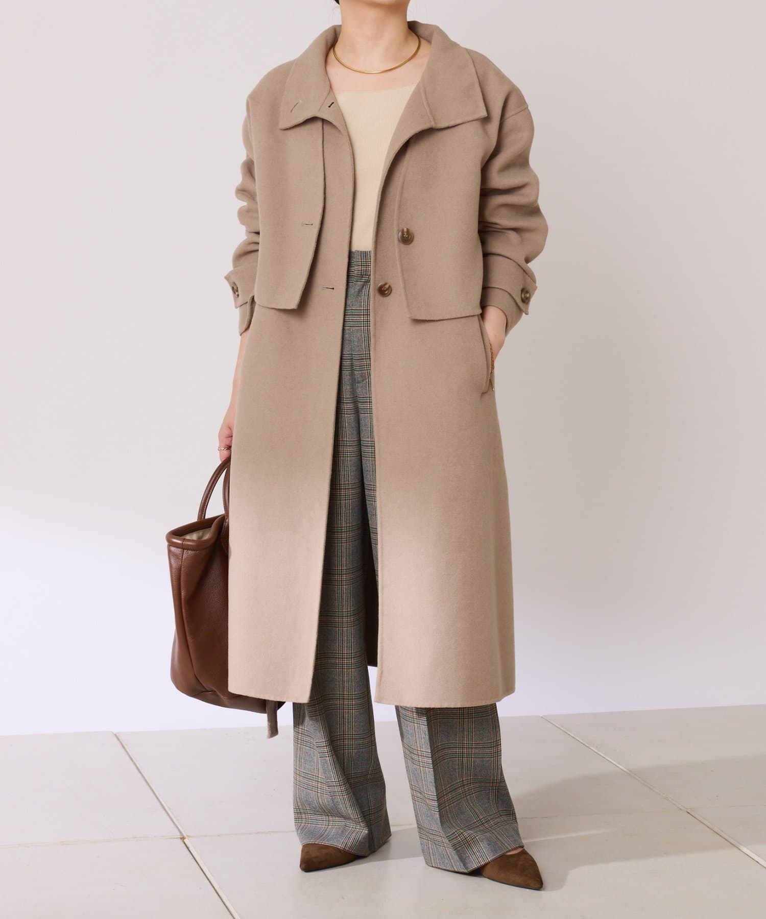 ウール混/セットアイテム】リバーレイヤードコート | COLLAGE