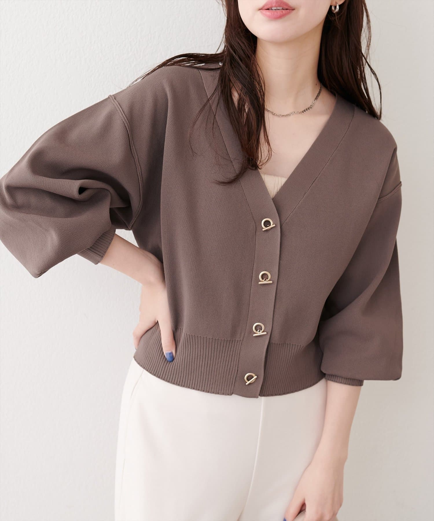 WEB限定】プチプラハトメバー釦カーデ | natural couture(ナチュラル