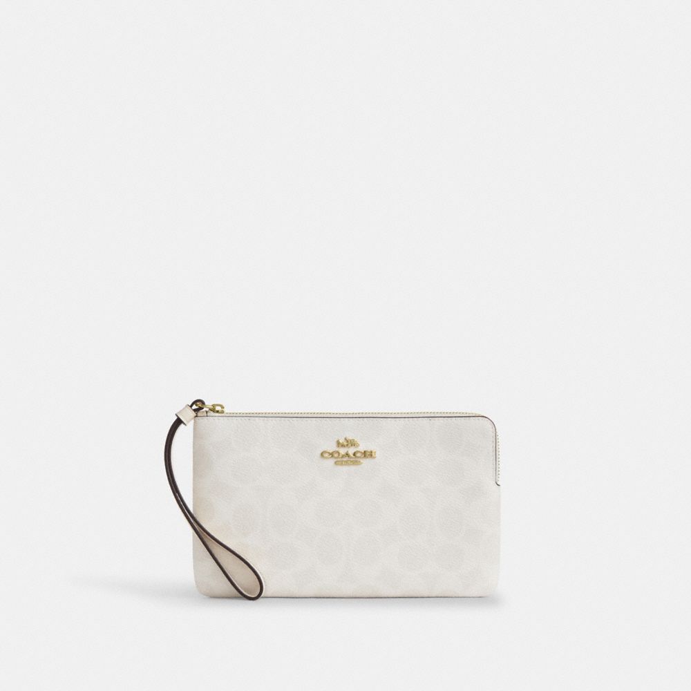 COACH® Outlet | Large Corner Zip Wristlet In Signature Canvas
