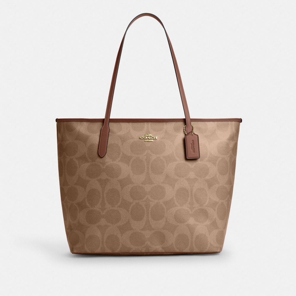COACH® Outlet | Large City Tote Bag In Maxi Signature Canvas