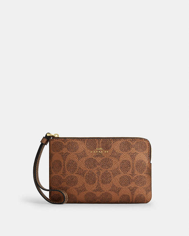 COACH® PT | Corner Zip Wristlet In Signature Canvas