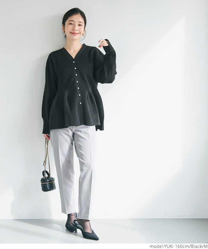 スポンディッシュニットペプラムカーディガン レディース メール便不可