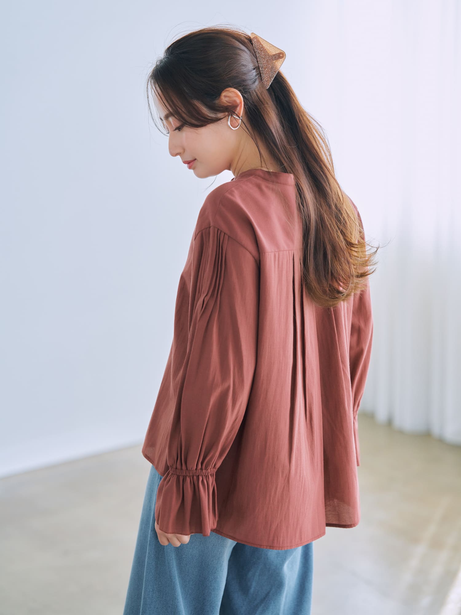 ピンタックスリーブブラウス | 小柄・低身長女性向けファッション通販