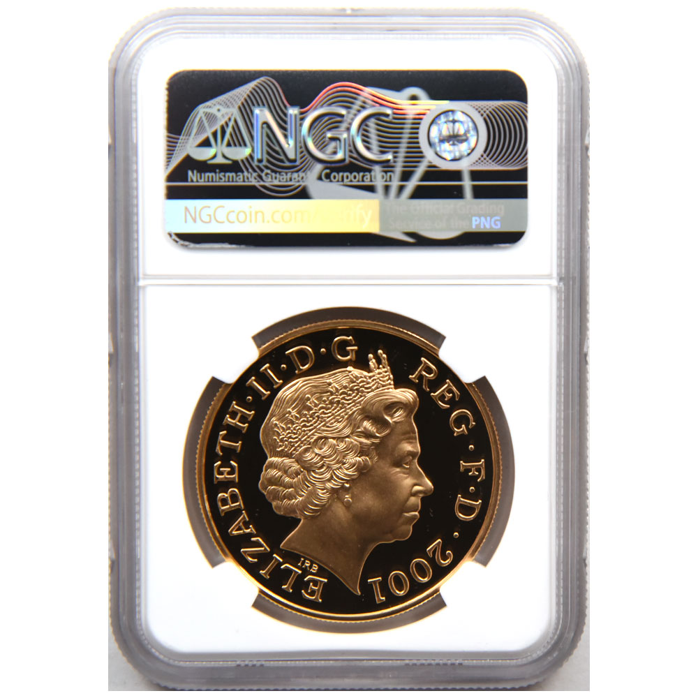 イギリス 2001 エリザベス2世 5ポンド 金貨 NGC PF70UC ビクトリア