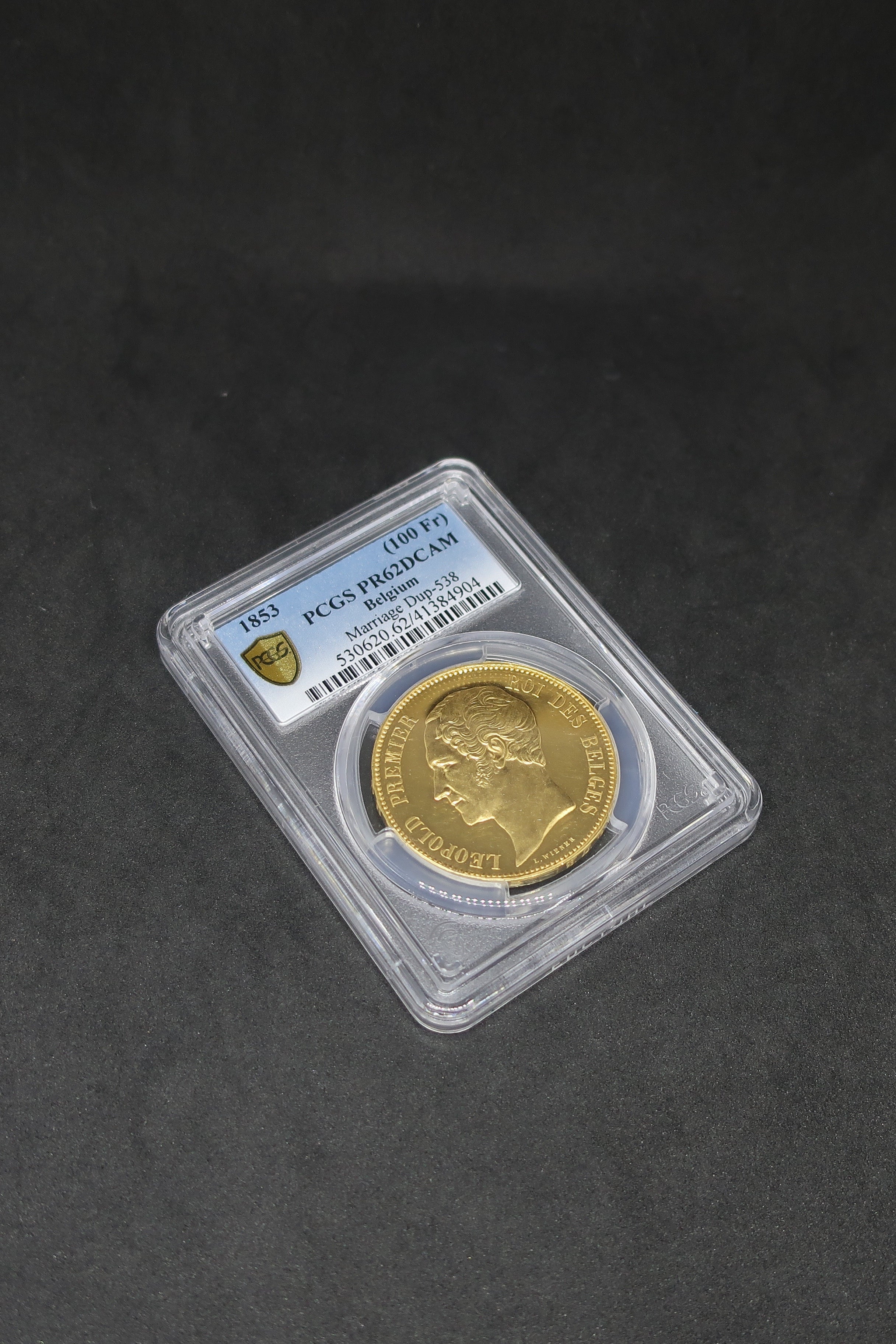 1853 ベルギー 100フラン金貨 レオポルド1世 皇太子ご成婚記念 PCGS