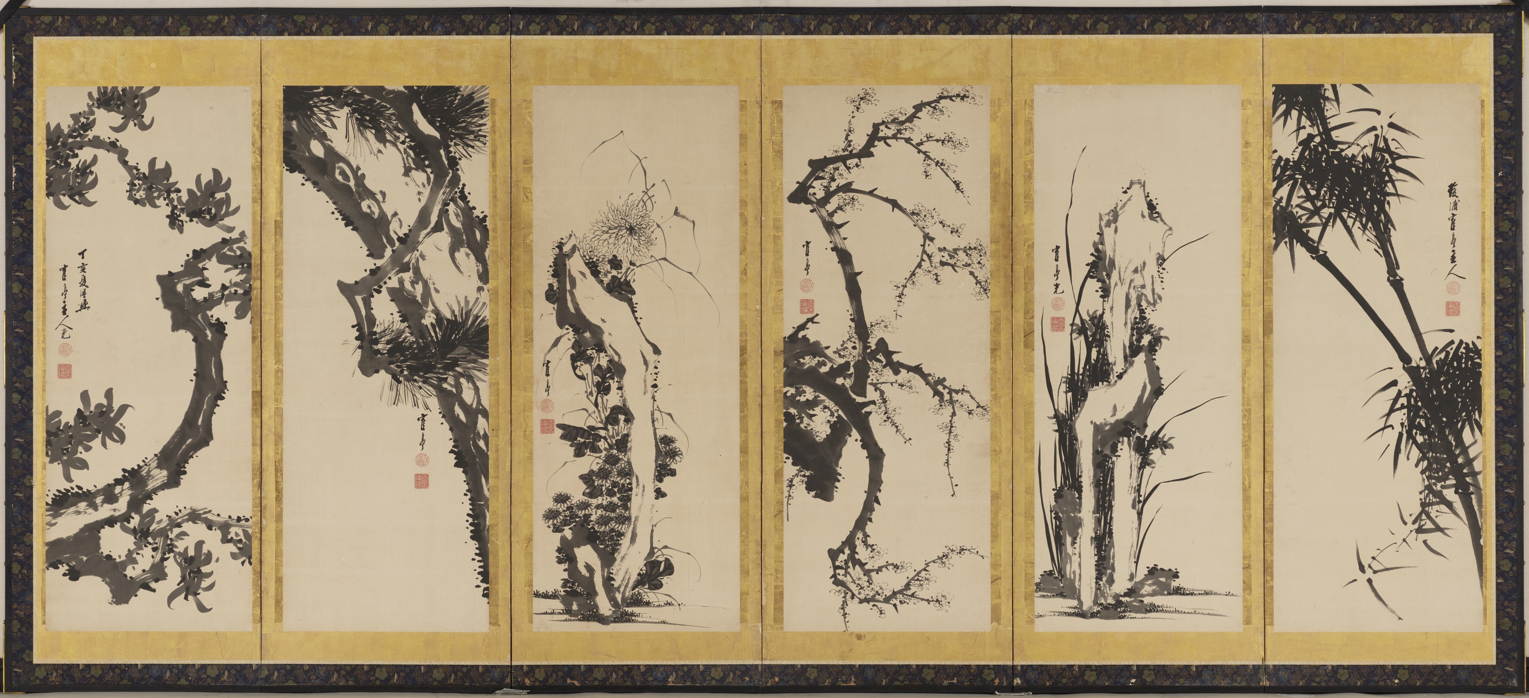 九州国立博物館 | 収蔵品ギャラリー | 花木図押絵貼屏風