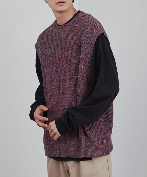 カラーミックスニットベスト