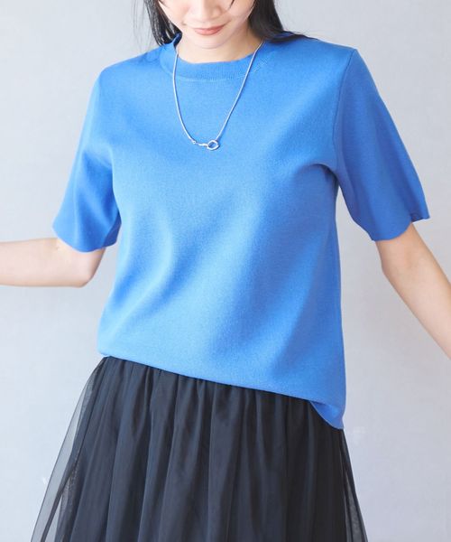 サラコソウバリクルー5分袖サマーニット