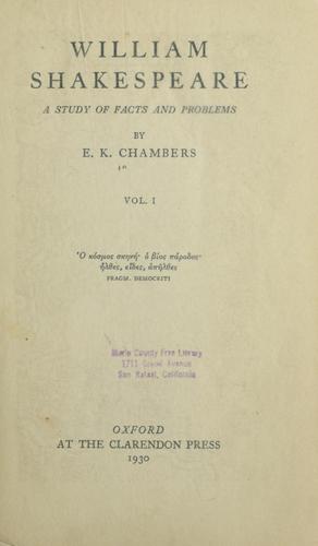 William Shakespeare by E. K. Chambers | Open Library