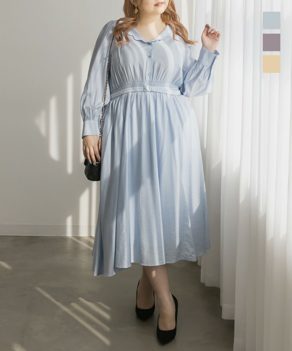 CLETTEオリジナル☆スカラップ襟シャツワンピース | 大きいサイズ