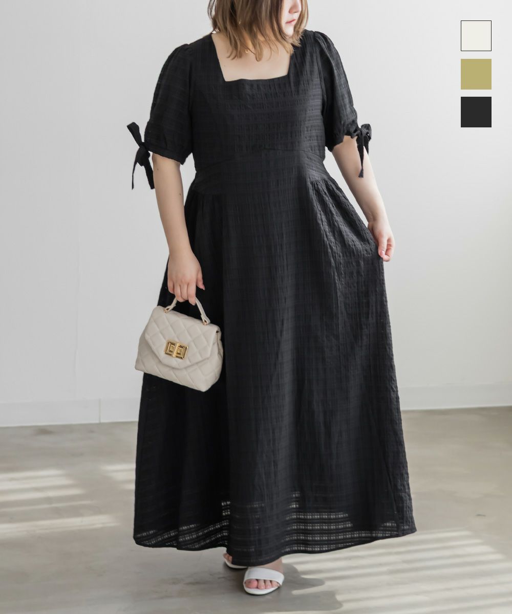 CLETTEオリジナル☆袖リボンチェックワンピース | 大きいサイズ