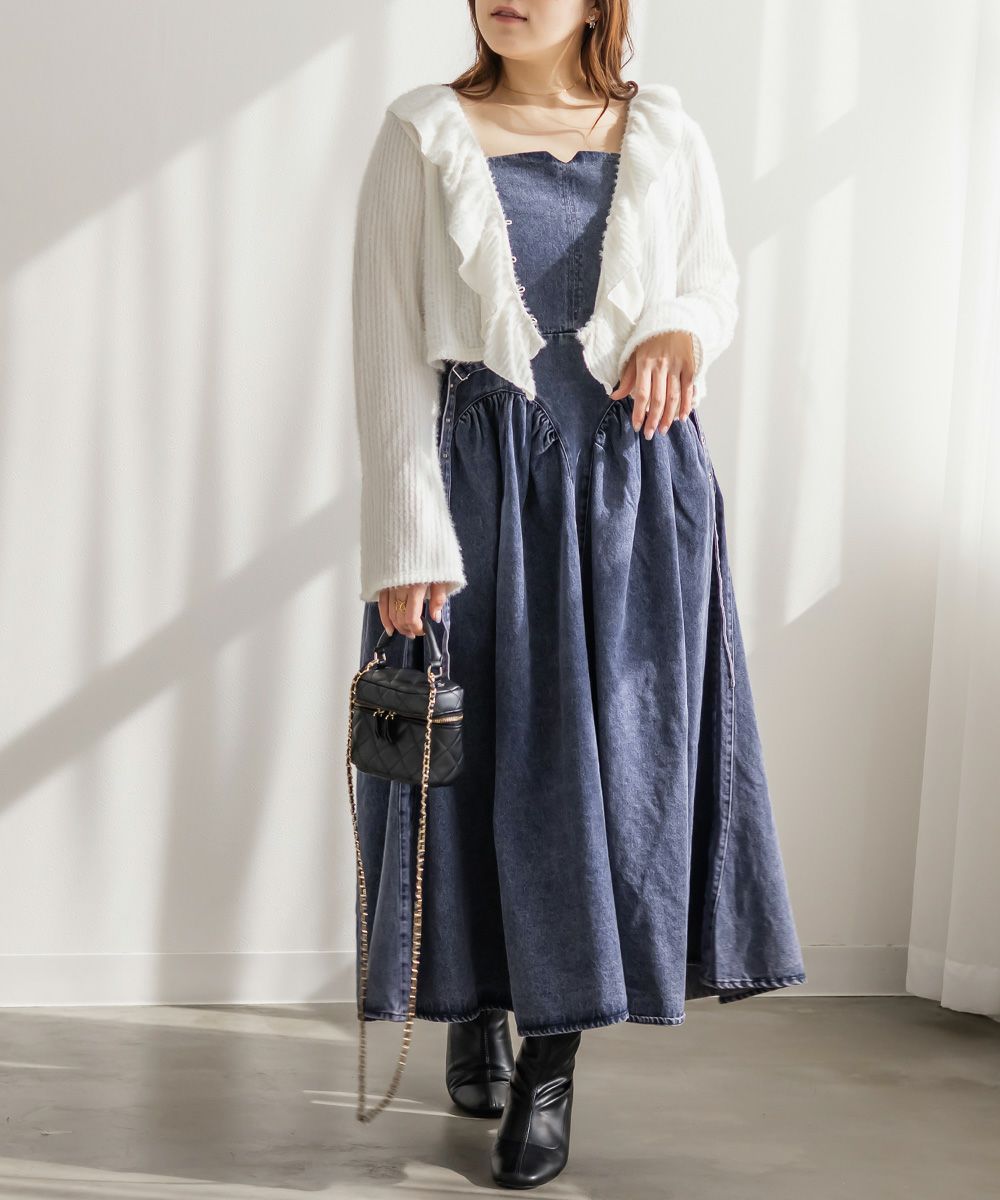 CLETTEオリジナル☆サイドベルトデニムジャンスカ | 大きいサイズ