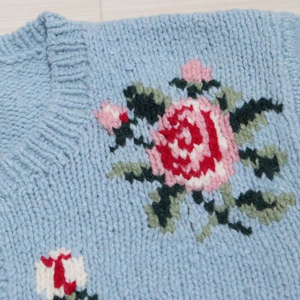 水色薔薇編み込みニットカーディガン - ピンクハウス通販｜リサイクル