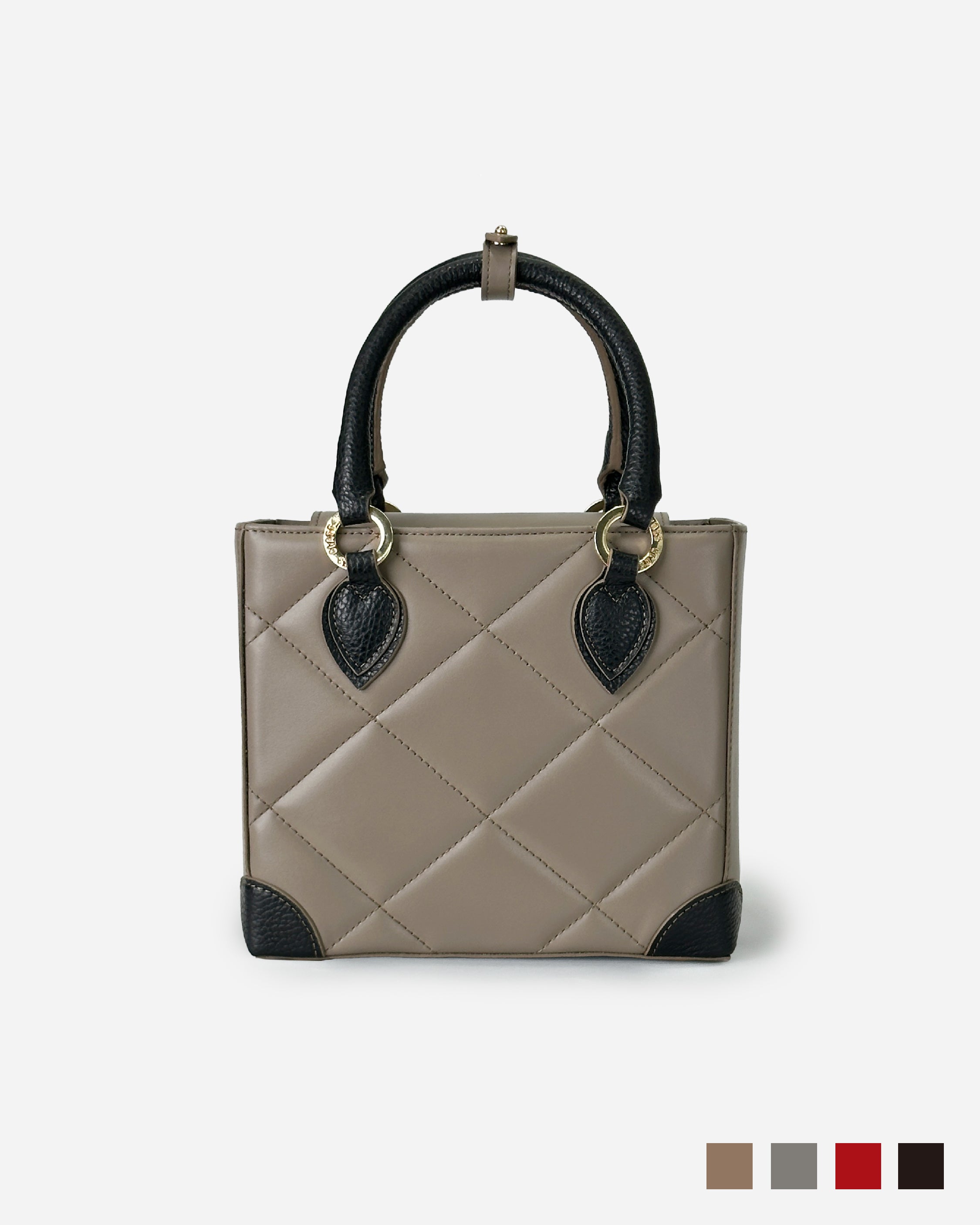 コンパクト キルティング トートバッグ｜イタリアンレザー 異素材