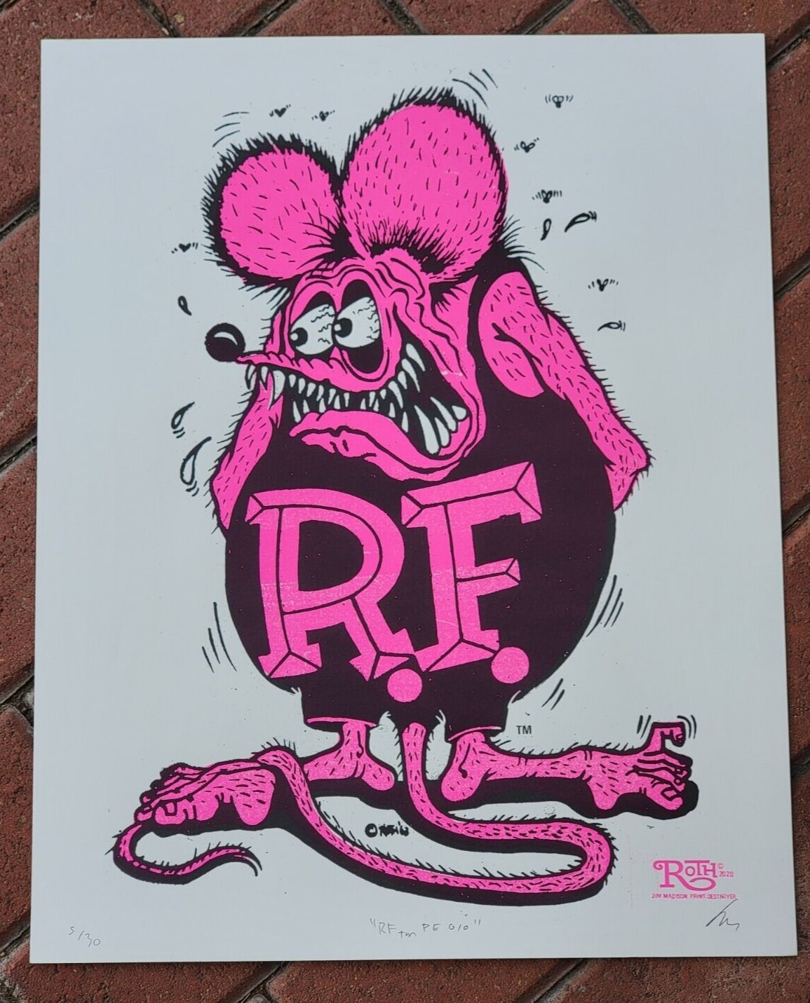 Magenta Rat Fink Roth Silkscreen Print 16x20