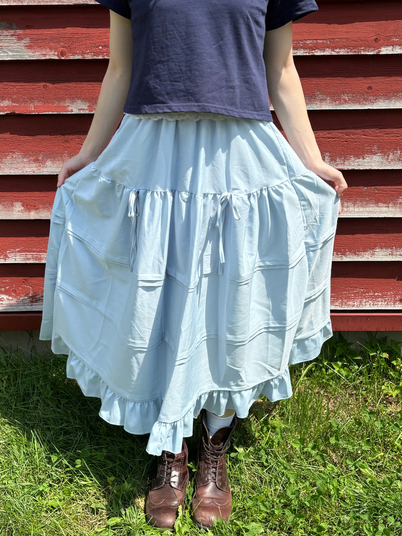 ライトブルーフリルロングスカート DPA43428 – CRAMMY