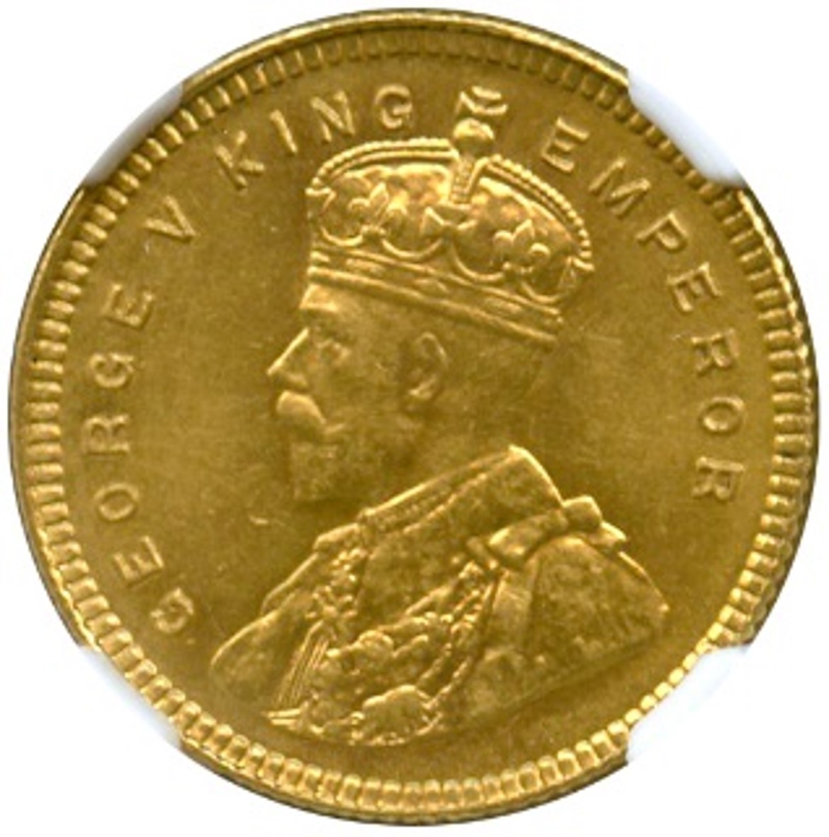 英領インド ジョージ5世 15ルピー金貨 1918(B) オリジナル Fr1608