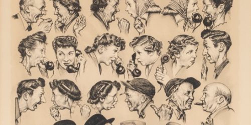 ノーマン・ロックウェル リトグラフ サイン 限定200 《ゴシップ》