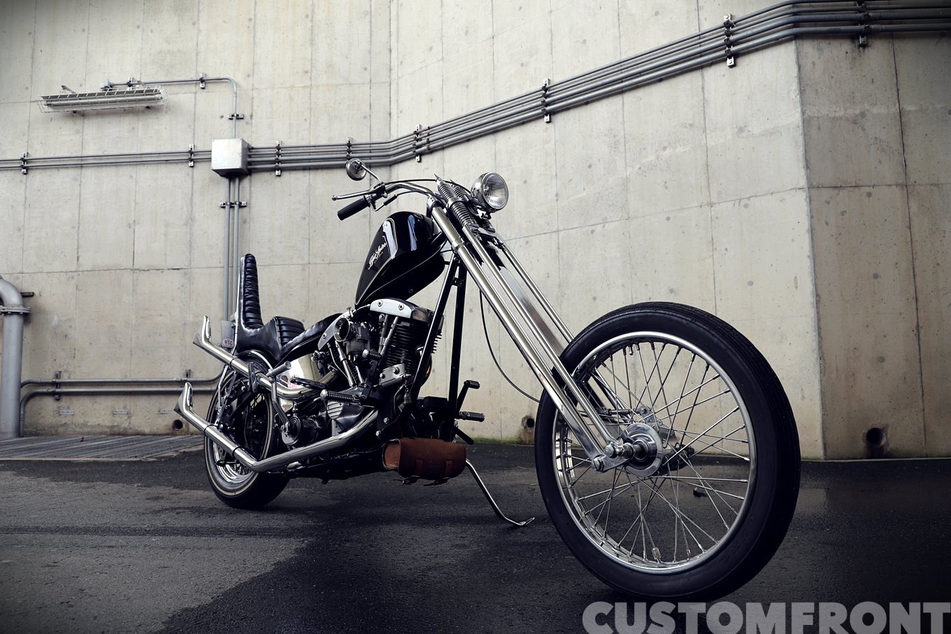 ハーレー 12インチオーバーのロングフォークチョッパー FL1974年