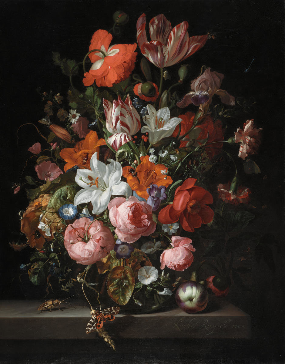 Flowers in a Glass Vase, 1704 by Rachel Ruysch - Paper Print - DIA
