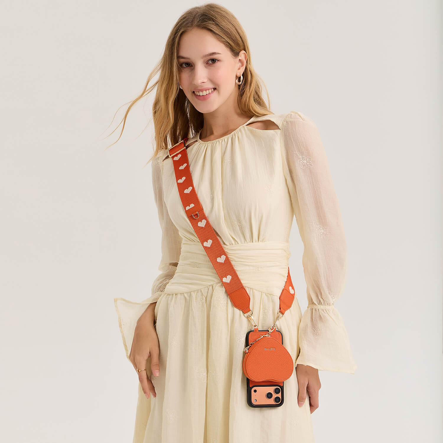 ハートデザインキット - ウェビングクロスボディストラップとポーチ