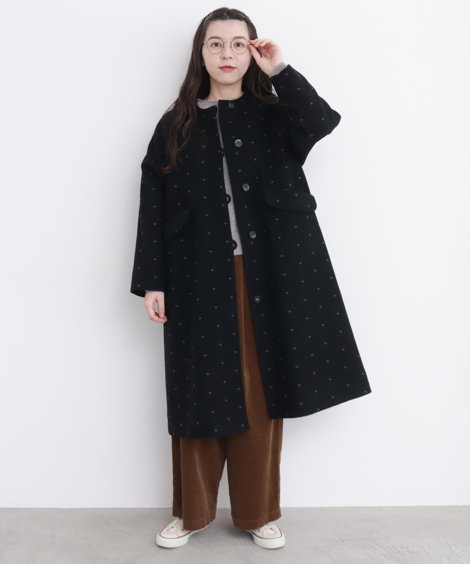 AMBIDEX Store ○ドット刺繍 ノーカラーコート(F ピンク): l'atelier