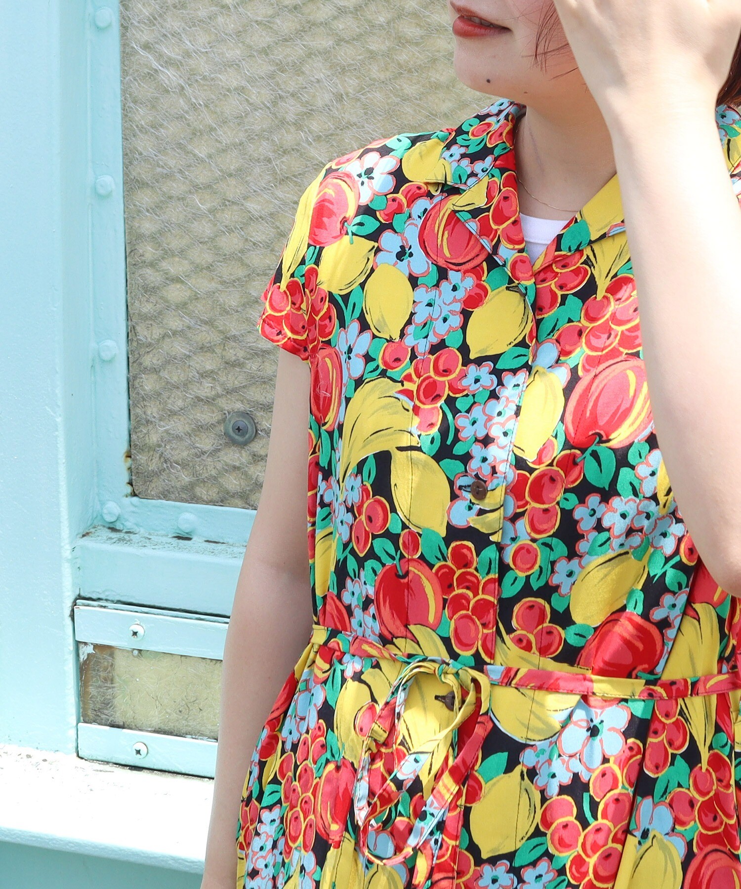 フルーツ柄 レーヨンエットワンピース